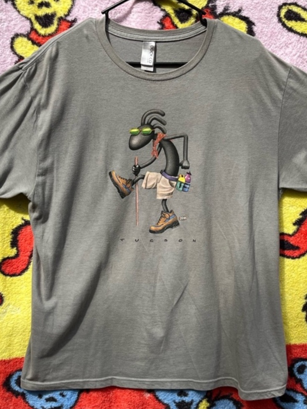 Joe Cartoon Tucson Hiking Ant Graphic T-Shirt Duck Co Size L Gray
